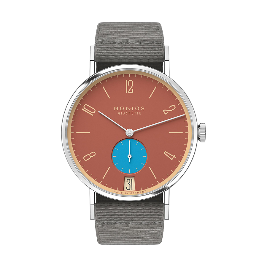 Nomos Tangente Tangente 38 date Ziegelblau